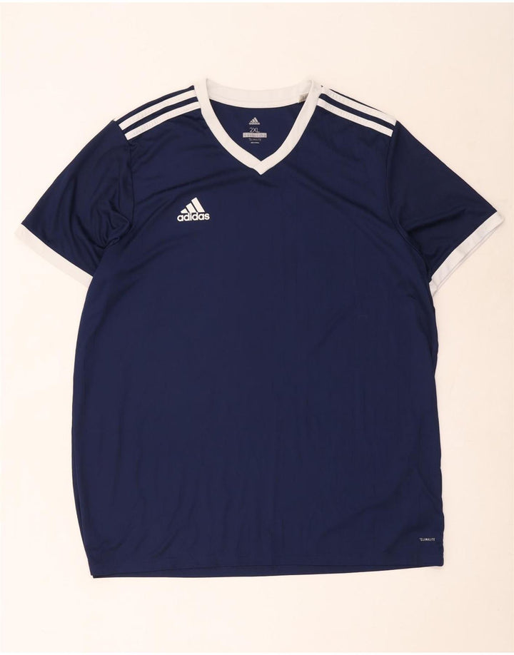T-shirt Adidas Climalite da uomo Top 2XL Poliestere color block blu navy