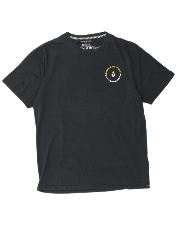 VOLCOM T-shirt grafica da uomo dal taglio moderno, grande, in cotone nero