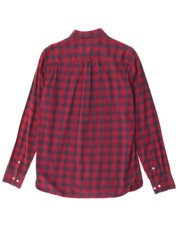 Camicia da uomo in flanella Superdry in cotone a quadri bordeaux medio