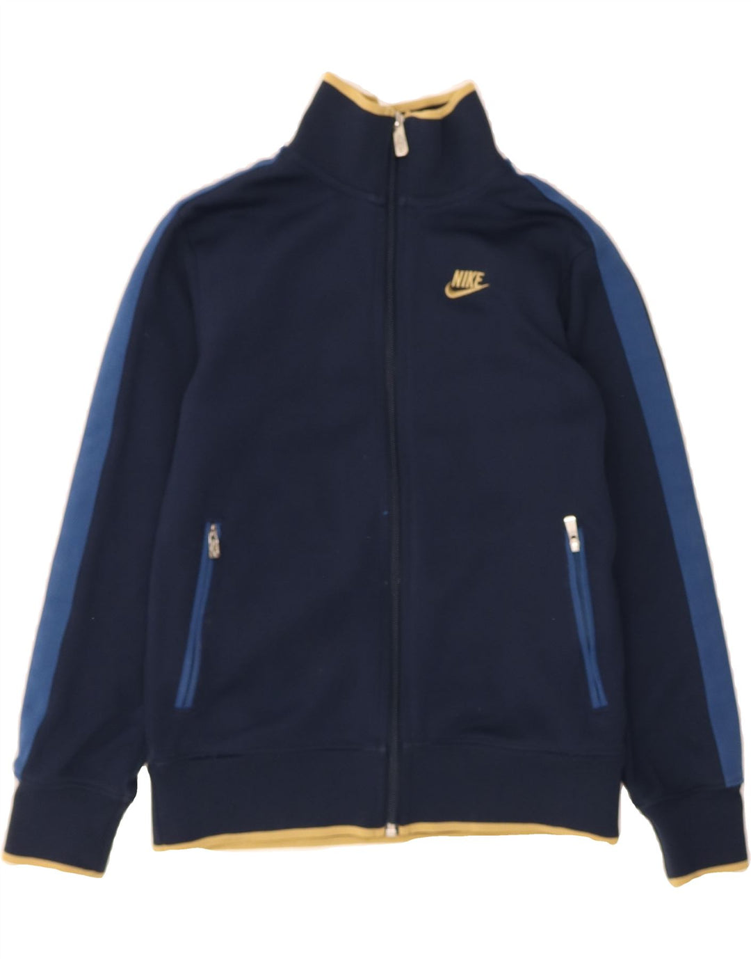 NIKE Boys Tracksuit Top Jacket 10-11 Years Medium Navy Blue Colourblock Vintage Nike and Second-Hand Nike from Messina Hembry 
