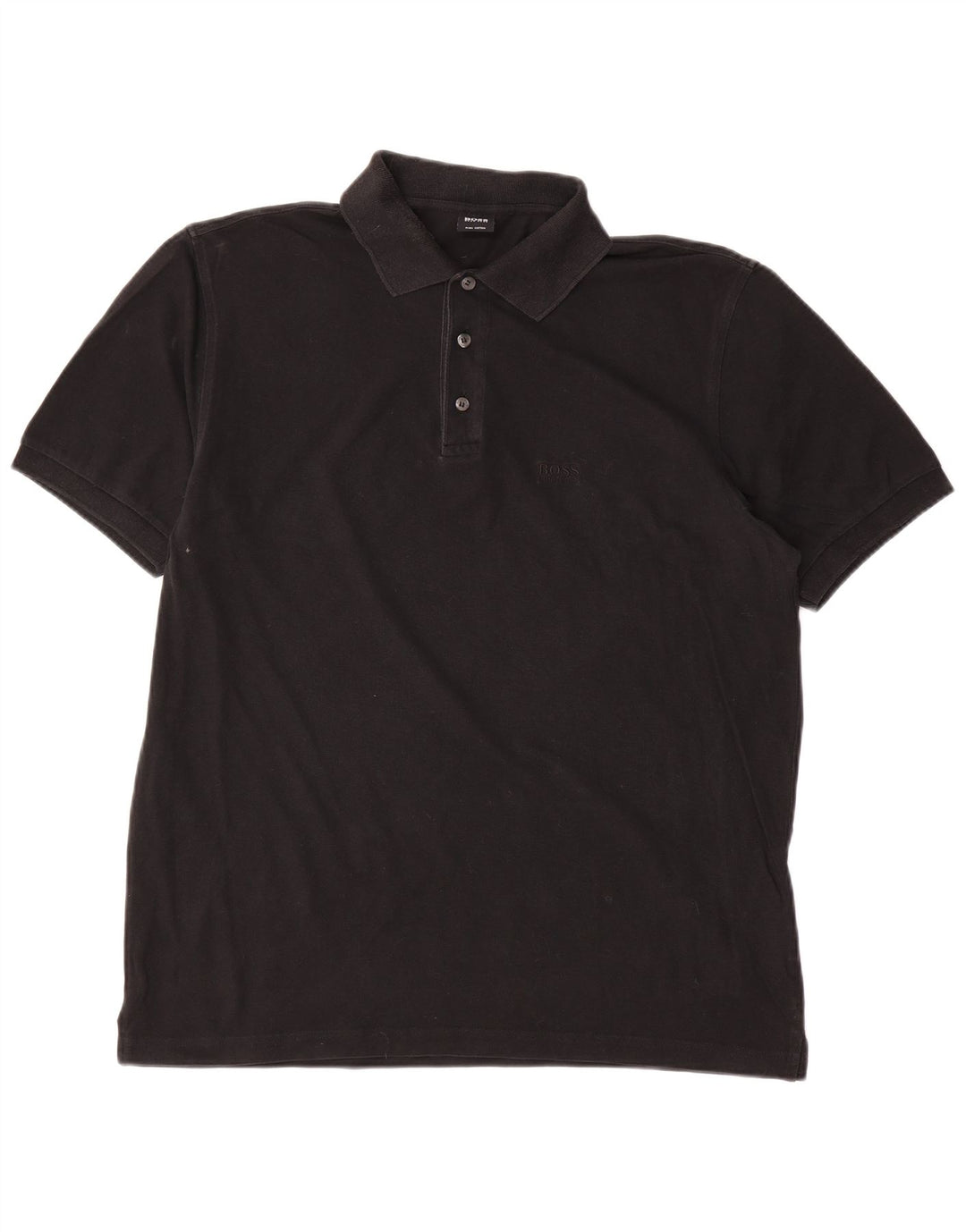 Polo da uomo Hugo Boss grande in cotone nero