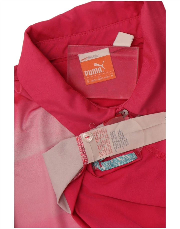 Polo Puma da uomo con motivo astratto, poliestere rosa medio