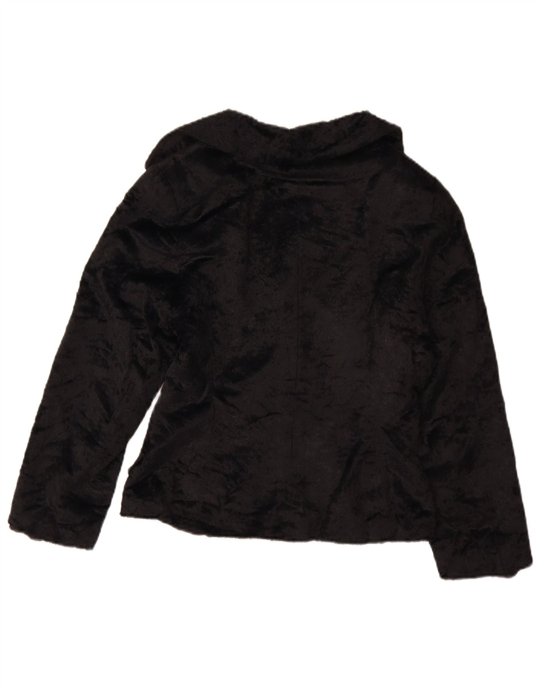 Giacca vintage da donna in pelliccia sintetica UK 12 media nera in poliammide
