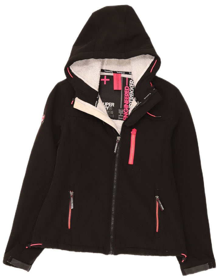 Giacca a vento con cappuccio da donna Superdry UK 12 media nera