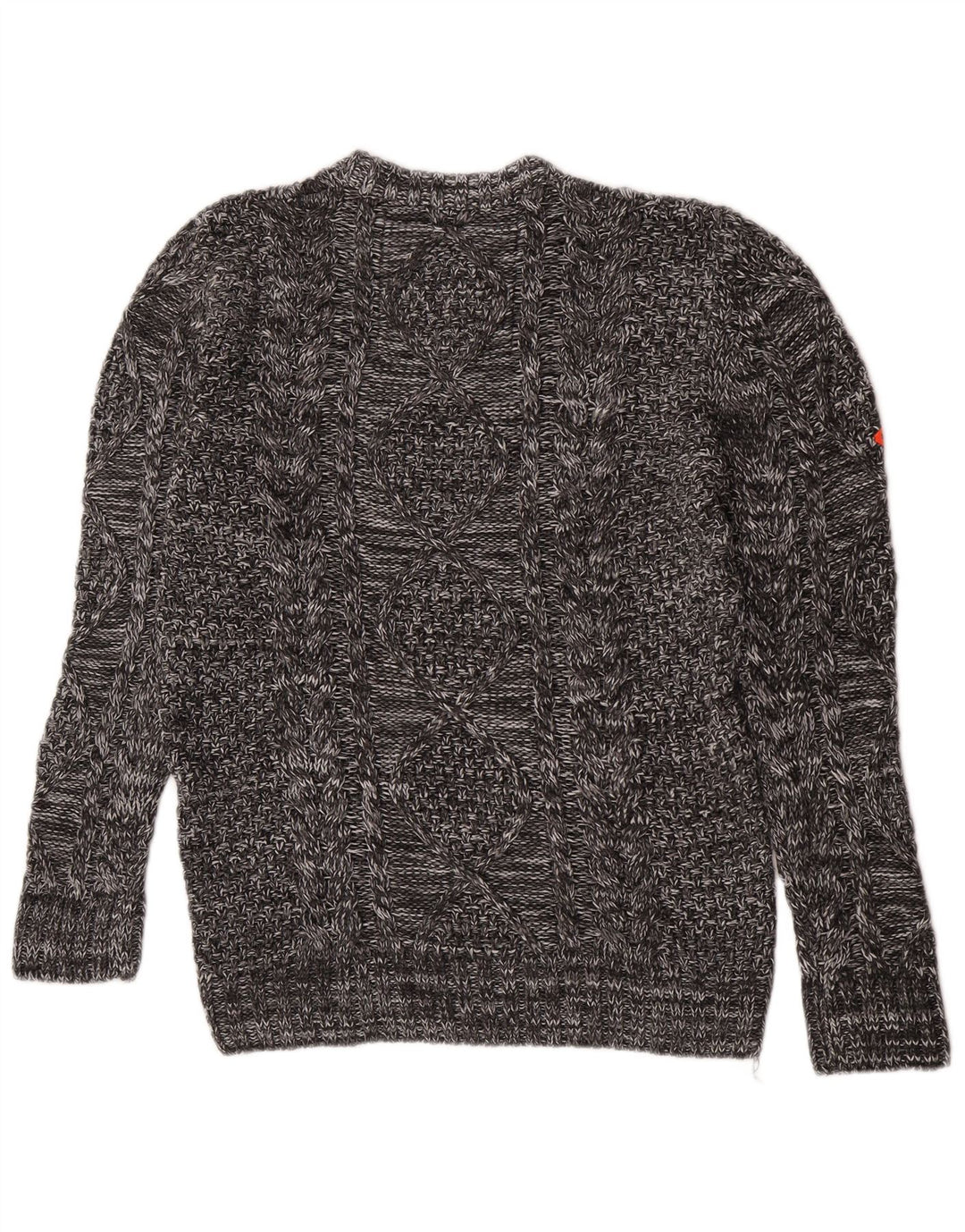 Maglione maglione girocollo da uomo Superdry grigio medio acrilico screziato invernale