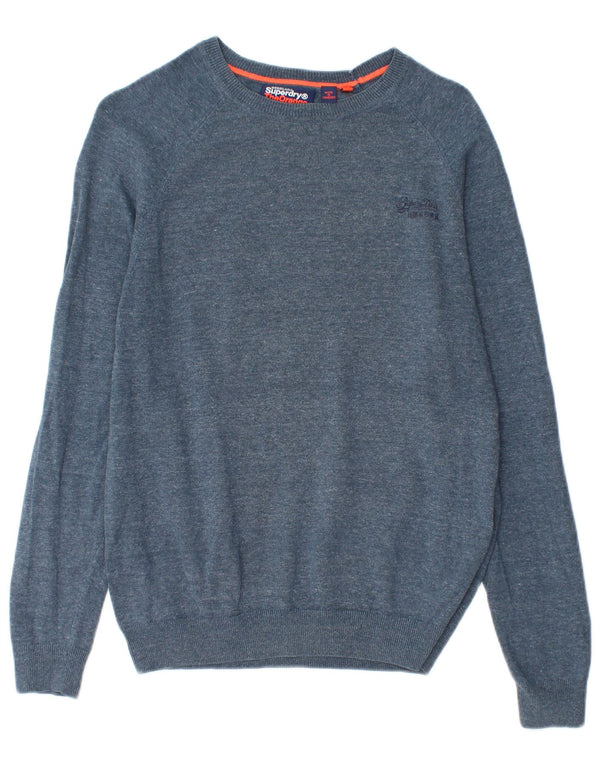 Maglione maglione da donna con scollo a barca Superdry UK 14 cotone blu medio