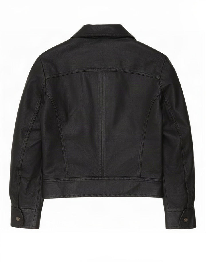 Giacca in pelle vintage da donna UK 10 piccola nera
