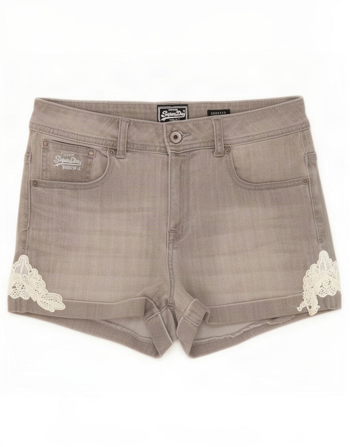 Pantaloncini di jeans da donna Superdry medi W30 in cotone grigio