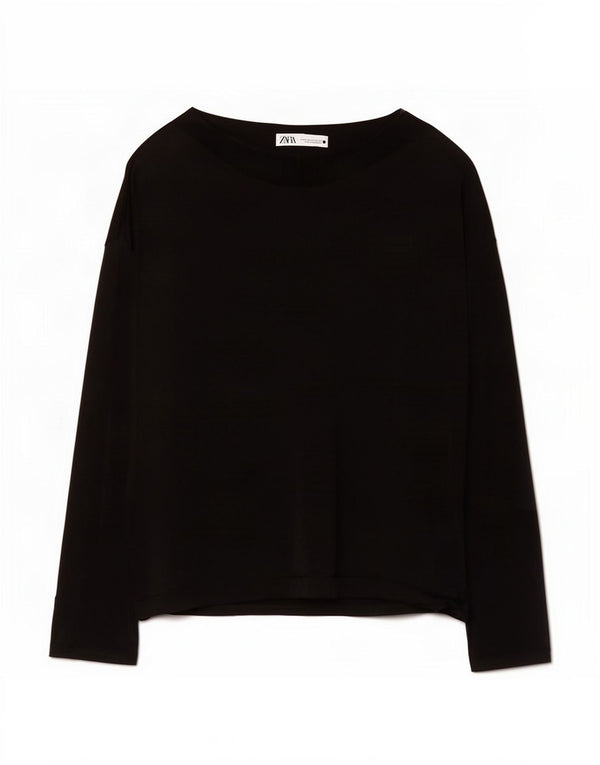 Top Zara da donna oversize a maniche lunghe UK 18 XL Nero