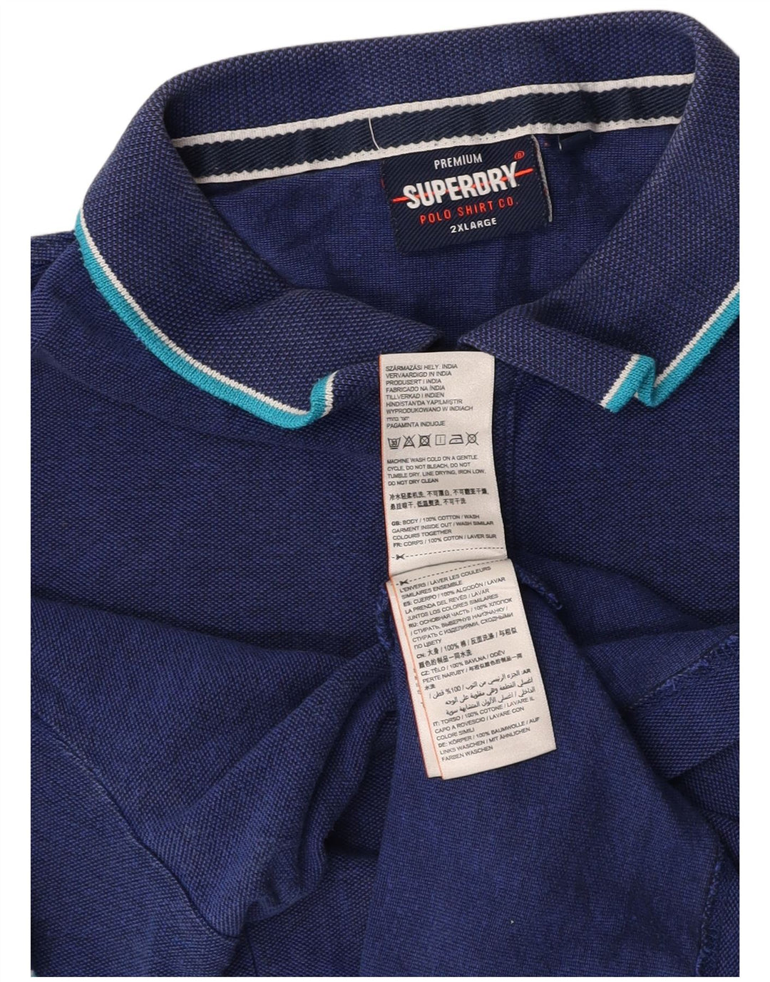 Polo da uomo SUPERDRY 2XL in cotone blu navy