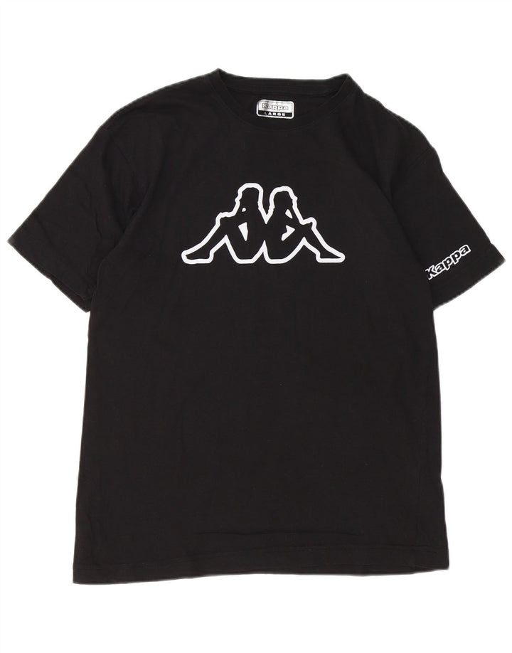 T-shirt grafica Kappa da donna, grande, in cotone nero