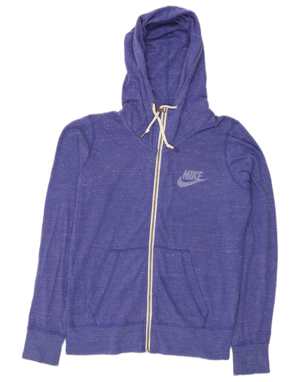 Felpa con cappuccio e zip da donna Nike UK 12 cotone screziato viola medio