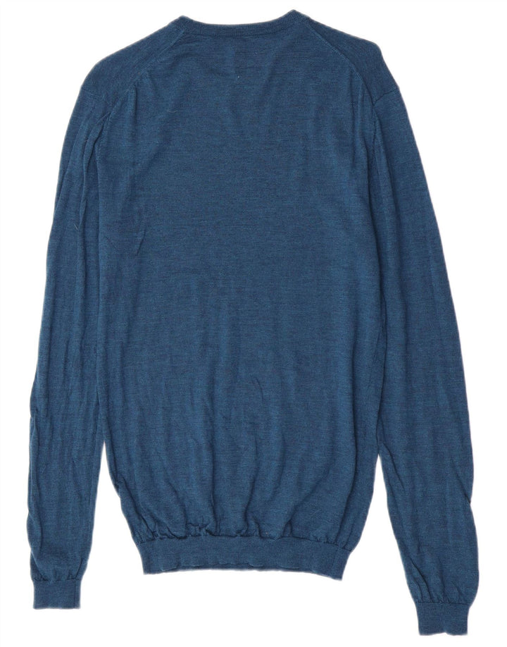 Maglione maglione girocollo da uomo Jack Wills blu medio in lana merino