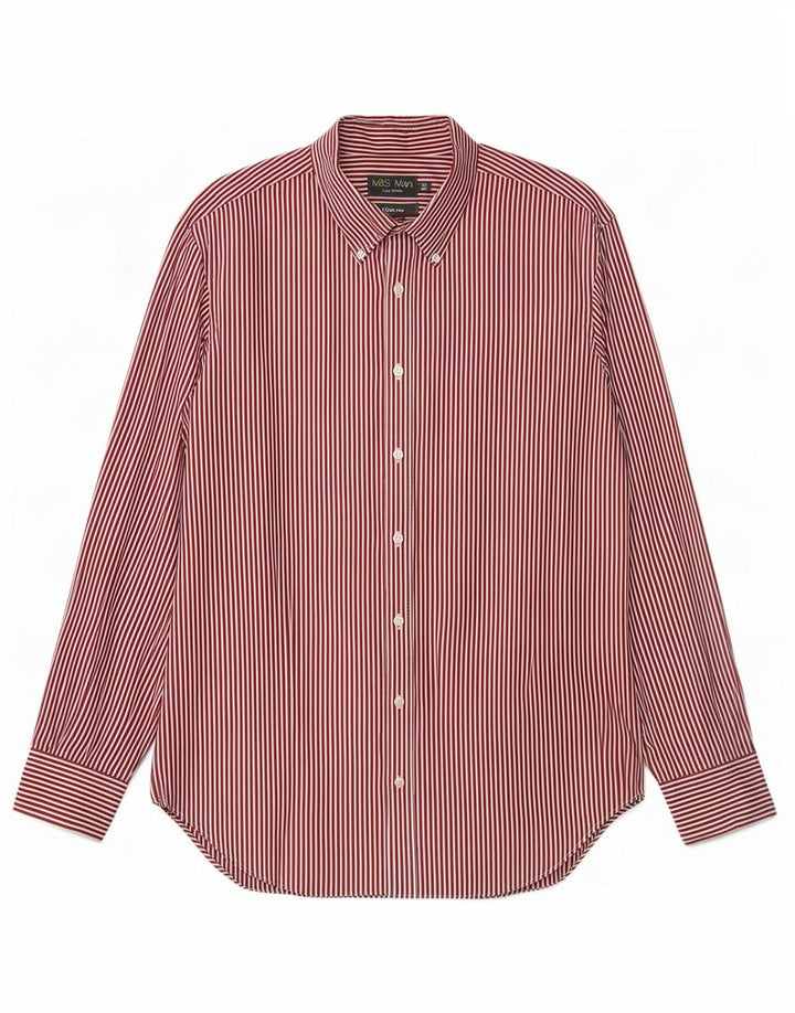 Camicia da uomo Marks & Spencer vestibilità regolare taglia 42 16 1/2 grande gessato rosso