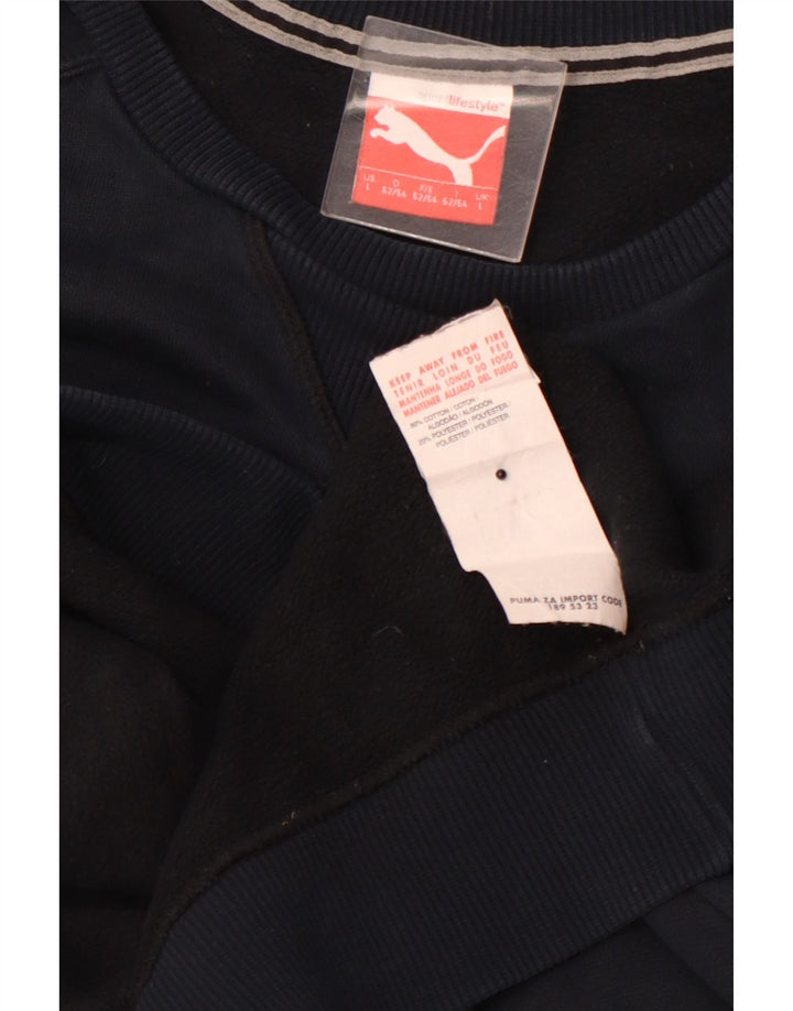 PUMA Felpa con grafica da uomo Maglione grande in cotone blu navy