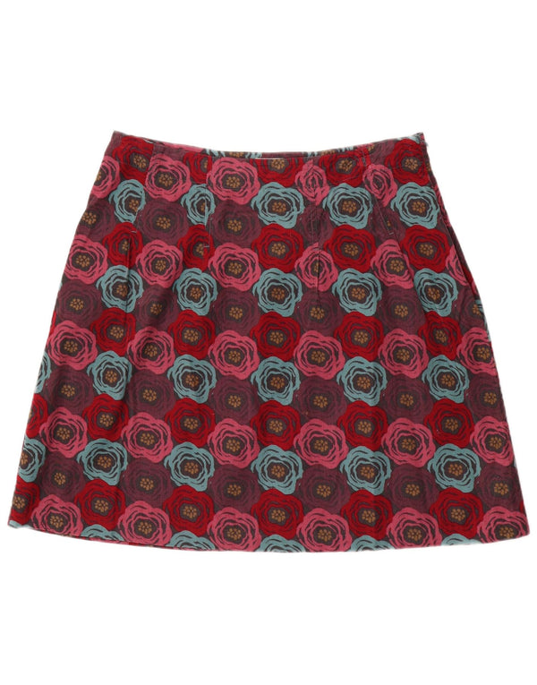 Gonna in velluto a coste da donna Seasalt UK 14 Grande W34 Cotone floreale bordeaux