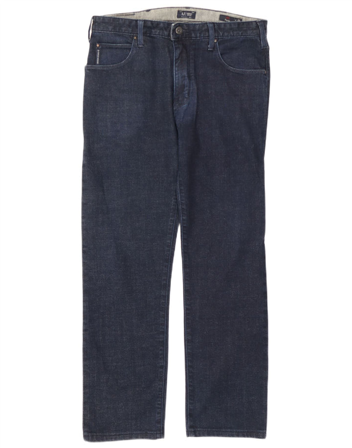 Jeans dritti regolari da donna Armani W31 L27 cotone blu navy