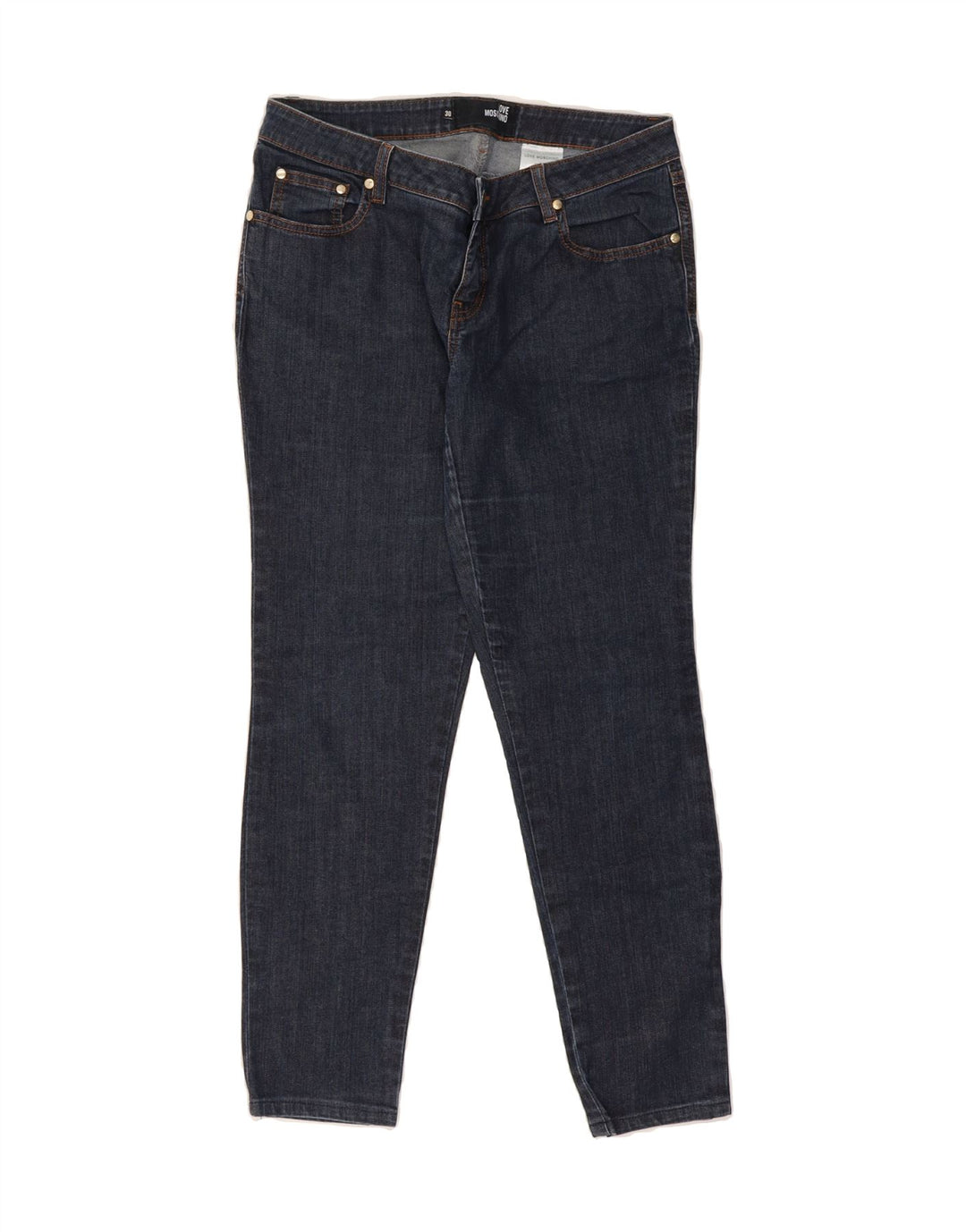MOSCHINO Womens Crop Slim Jeans W30 L27 Blue Cotton Vintage Moschino and Second-Hand Moschino from Messina Hembry 