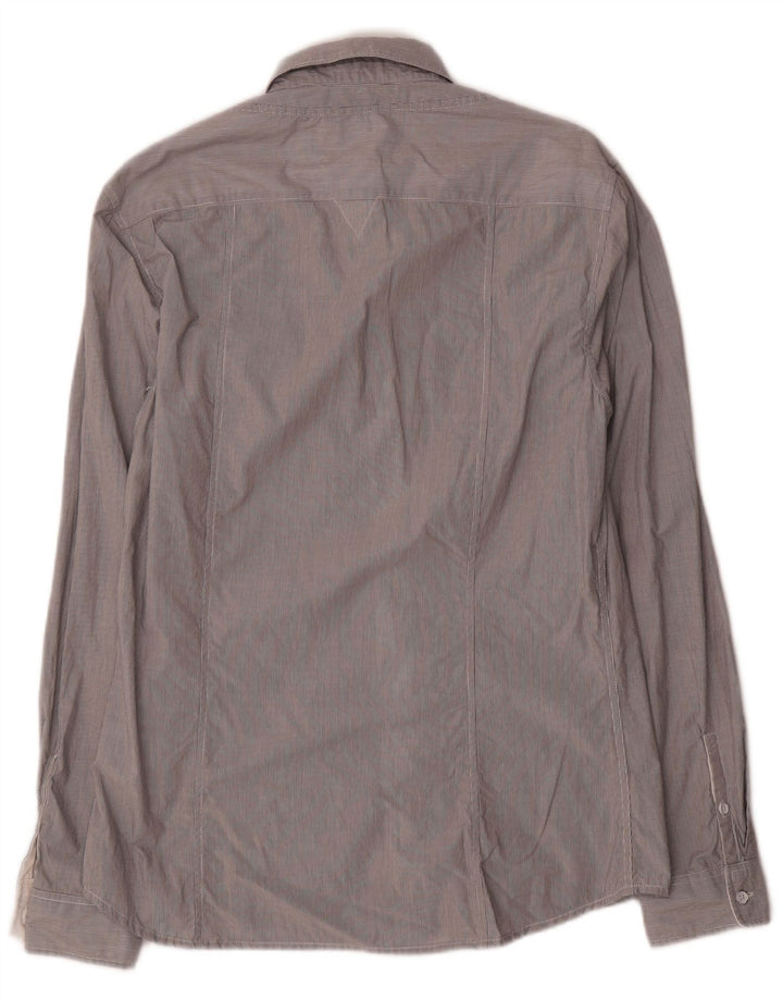 Camicia Guess Uomo Cotone Rigato Grigio Medio