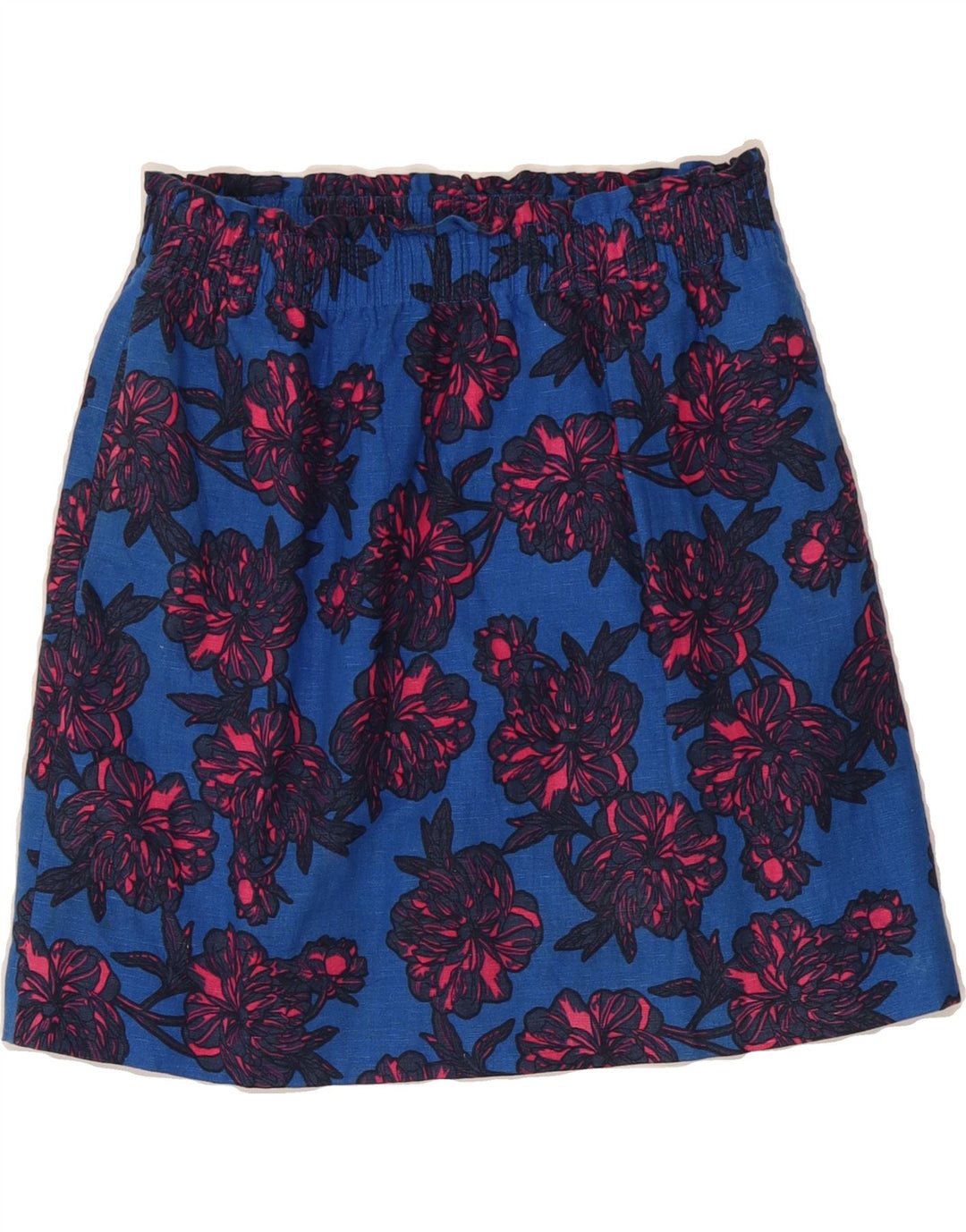 J. CREW Womens A-Line Skirt US 6 Medium W30 Blue Floral Linen Vintage J. Crew and Second-Hand J. Crew from Messina Hembry 