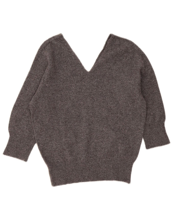 Maglione da donna corto con scollo a V Kontatto UK 12 Grigio medio screziato