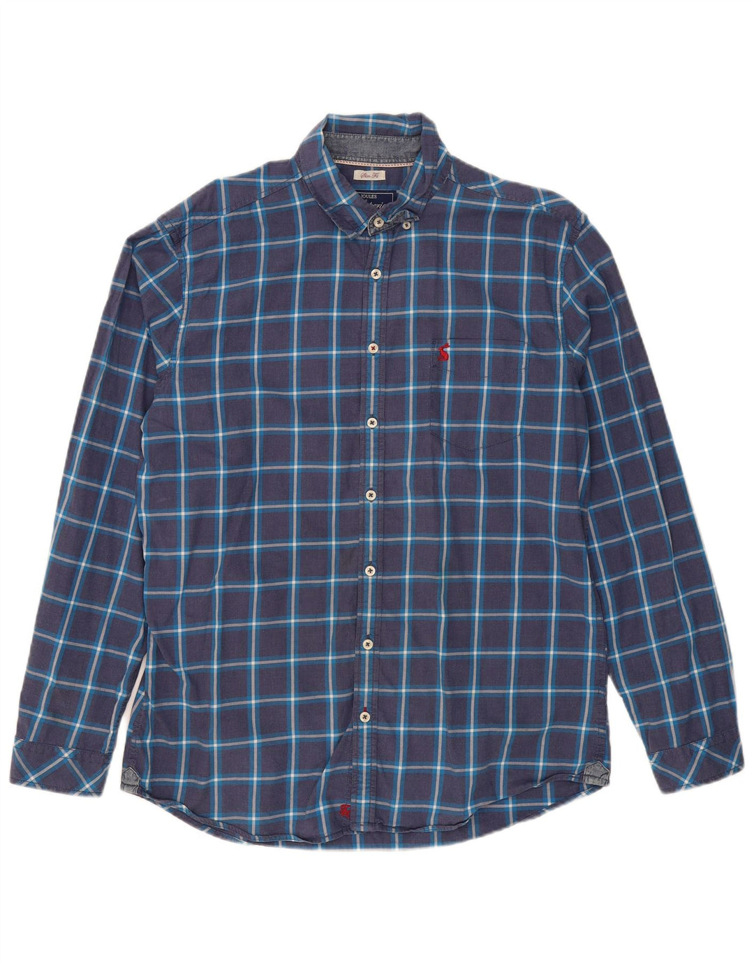 JOULES Camicia da uomo slim fit grande in cotone a quadri blu navy