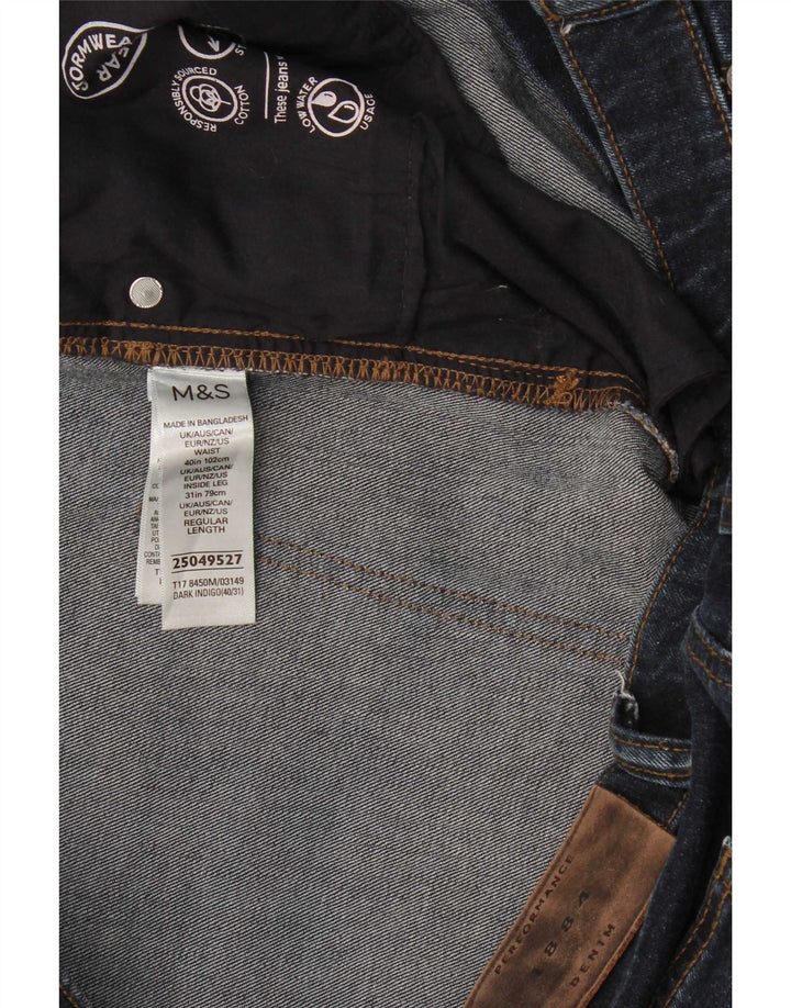 Jeans dritti regolari da uomo Marks & Spencer W40 L31 cotone blu navy