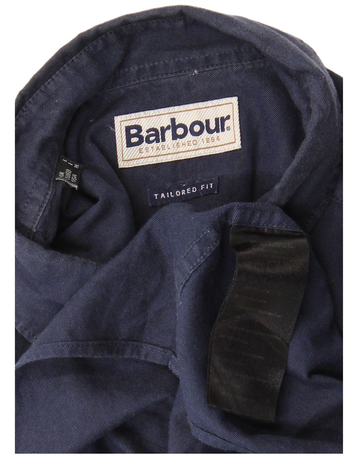 BARBOUR Camicia sartoriale da uomo grande in cotone blu navy