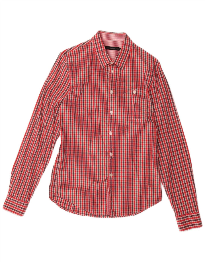 Camicia da uomo Calvin Klein Jeans in cotone a quadri rosso medio