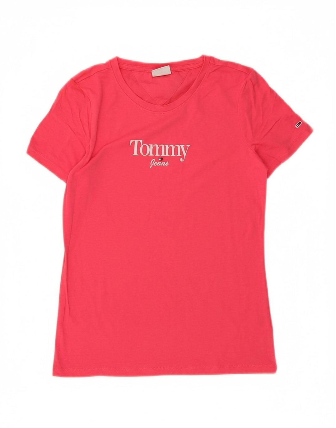 TOMMY HILFIGER Womens Graphic T-Shirt Top UK 12 Medium Pink Vintage Tommy Hilfiger and Second-Hand Tommy Hilfiger from Messina Hembry 