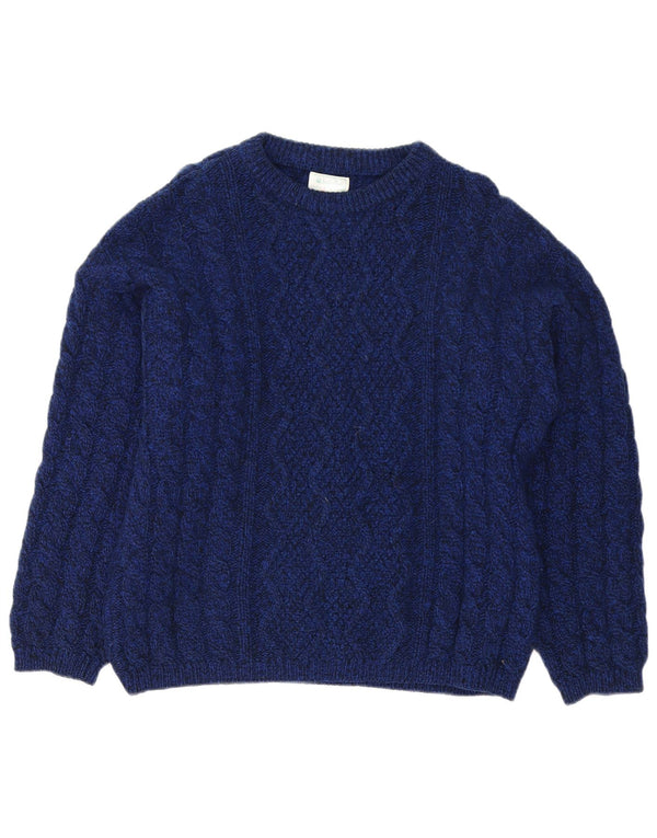 Maglione da uomo con scollo a barca Benetton IT 50 medio blu navy in lana vergine