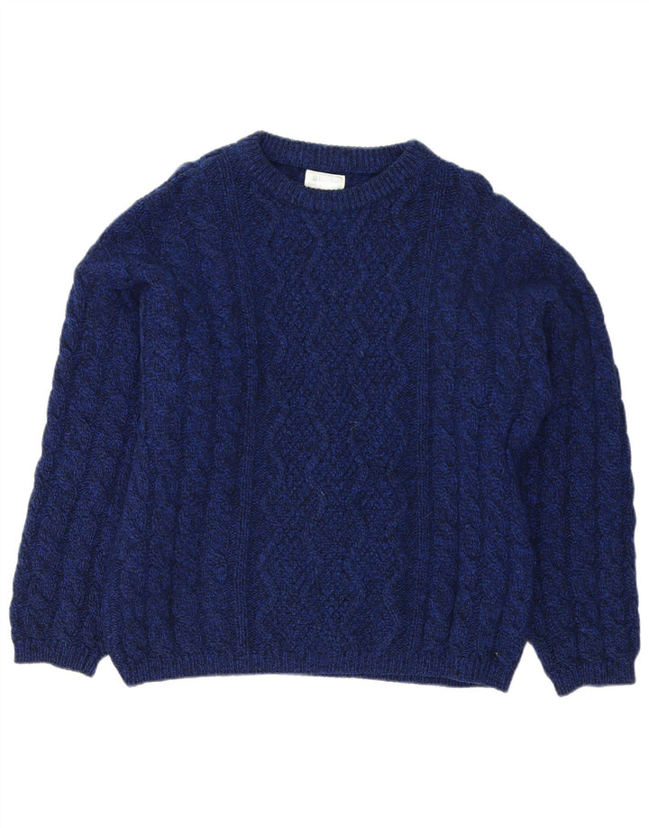 Maglione da uomo con scollo a barca Benetton IT 50 medio blu navy in lana vergine