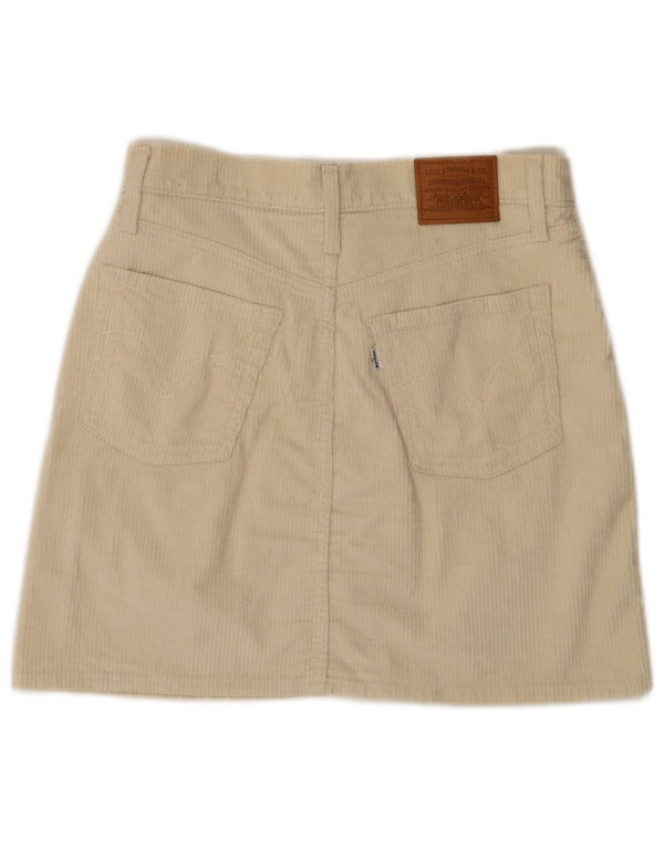 LEVI'S Mini gonna in velluto a coste 501 da donna W28 cotone bianco sporco medio