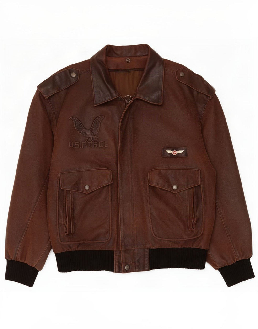 Giacca in pelle da uomo dell'aeronautica americana IT 52 XL color block marrone