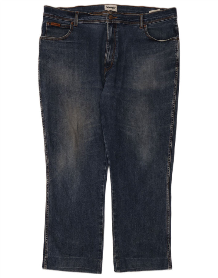 Jeans dritti elasticizzati Texas Wrangler da uomo W42 L28 cotone blu