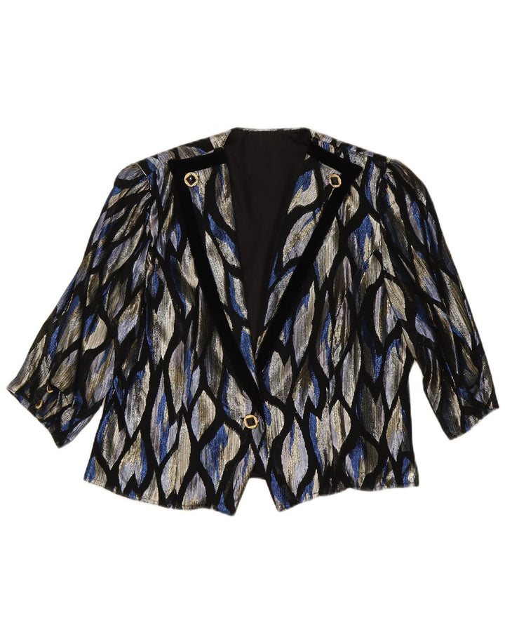 VINTAGE Womens Abstract Pattern Blazer Jacket IT 42 Medium Multicoloured
