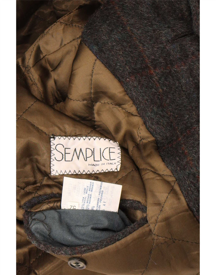 Soprabito vintage da uomo IT 52 XL in lana a quadri grigi