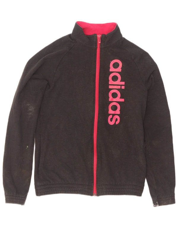 Giacca da ginnastica grafica da donna Adidas UK 6 XS nera