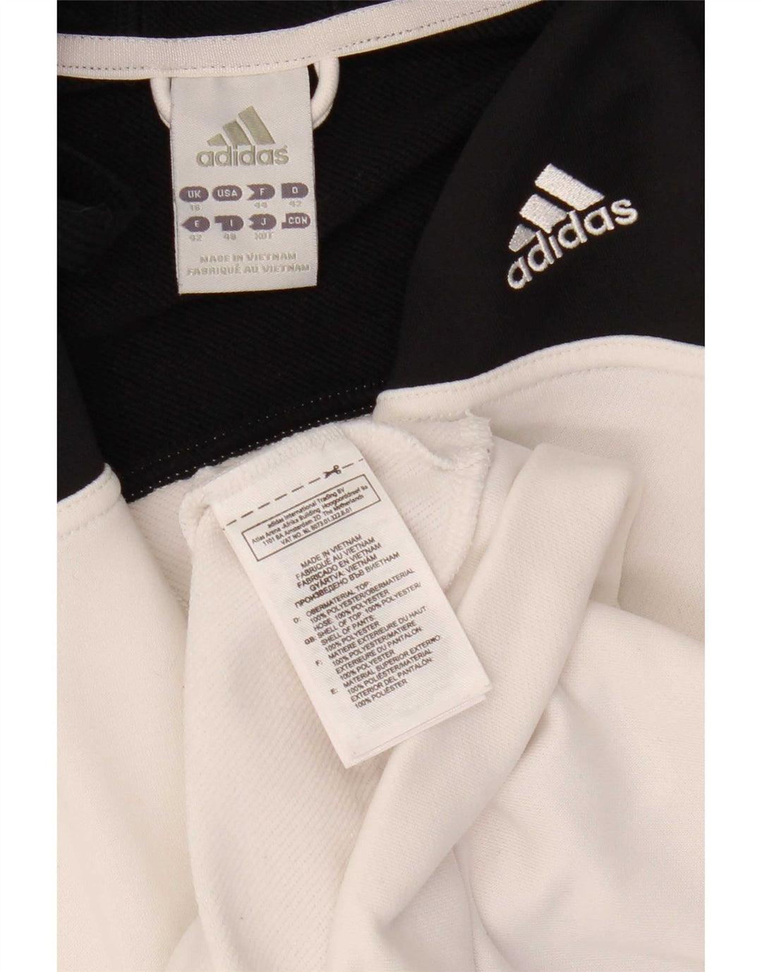 Maglione con cappuccio e zip da donna Adidas UK 16 Large Bianco Colourblock Poliestere