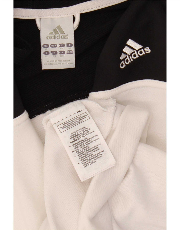 Maglione con cappuccio e zip da donna Adidas UK 16 Large Bianco Colourblock Poliestere