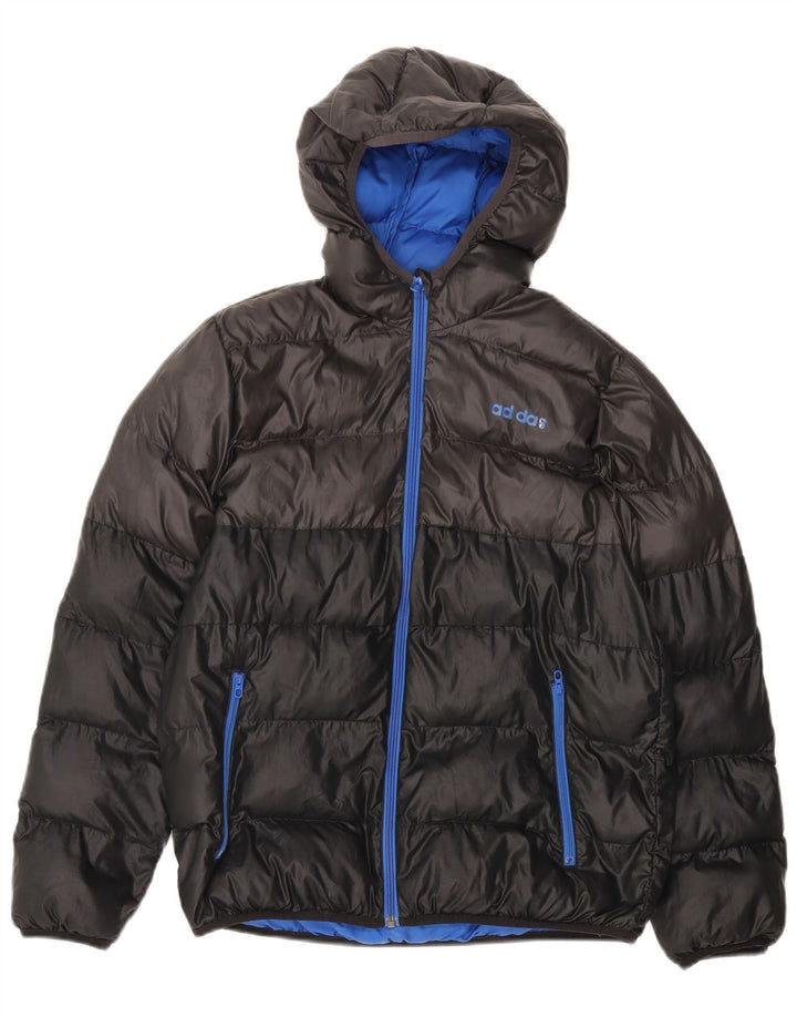 Giacca imbottita con cappuccio ADIDAS per ragazzi 13-14 anni Poliestere color block nero