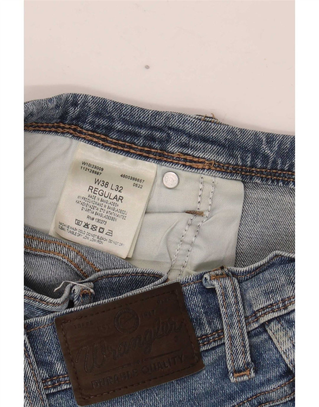 Jeans dritti da uomo Wrangler vestibilità regolare W38 L32 cotone blu