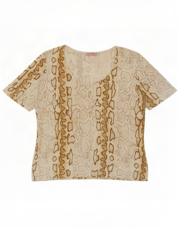 Camicetta da donna vintage Top IT 46 grande stampa animalier beige