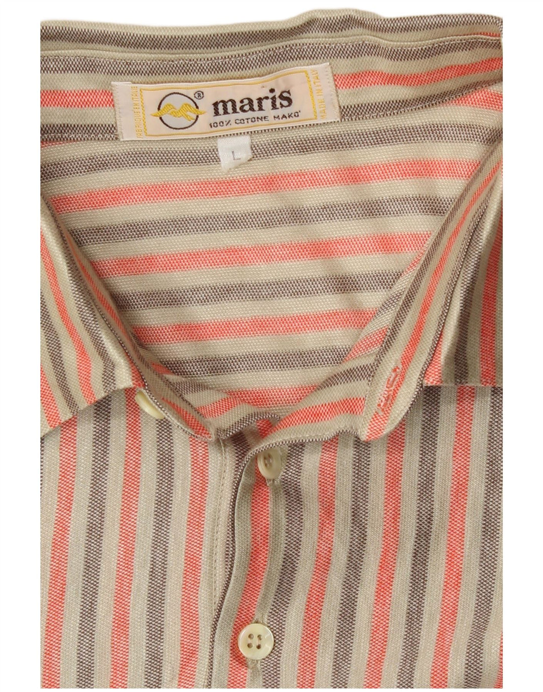 Camicia pullover a maniche corte vintage da uomo in cotone a righe beige grande