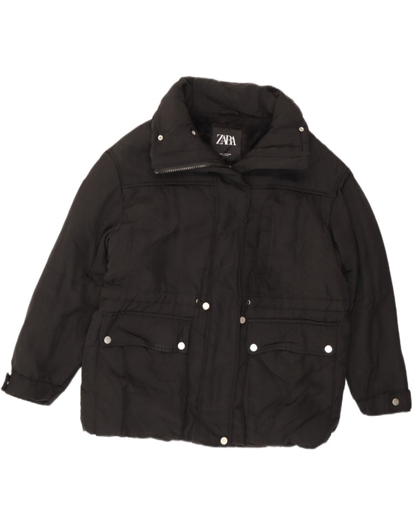 Giacca imbottita oversize in sherpa da donna Zara UK 14 poliestere nero medio