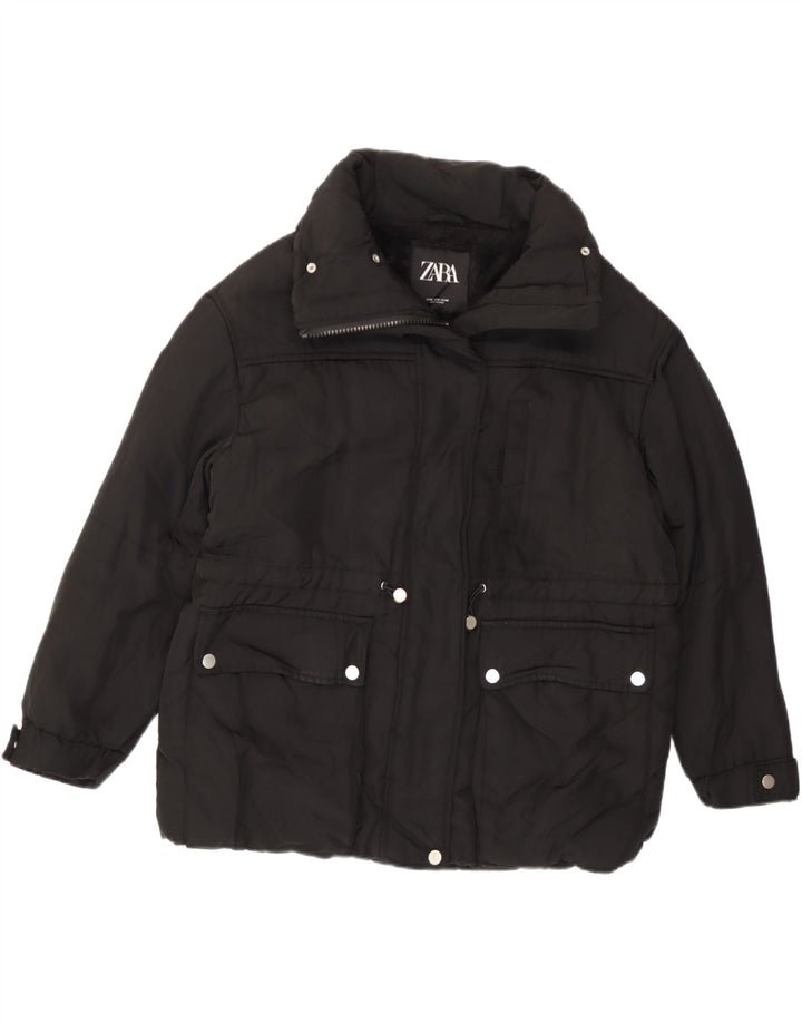Giacca imbottita oversize in sherpa da donna Zara UK 14 poliestere nero medio