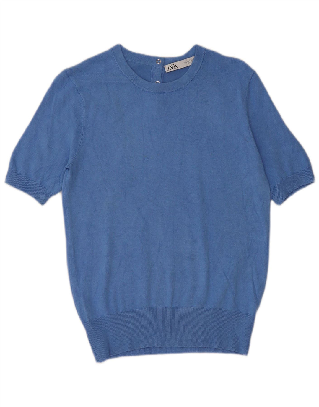 Maglione ZARA da donna girocollo a maniche corte UK 14 grande blu