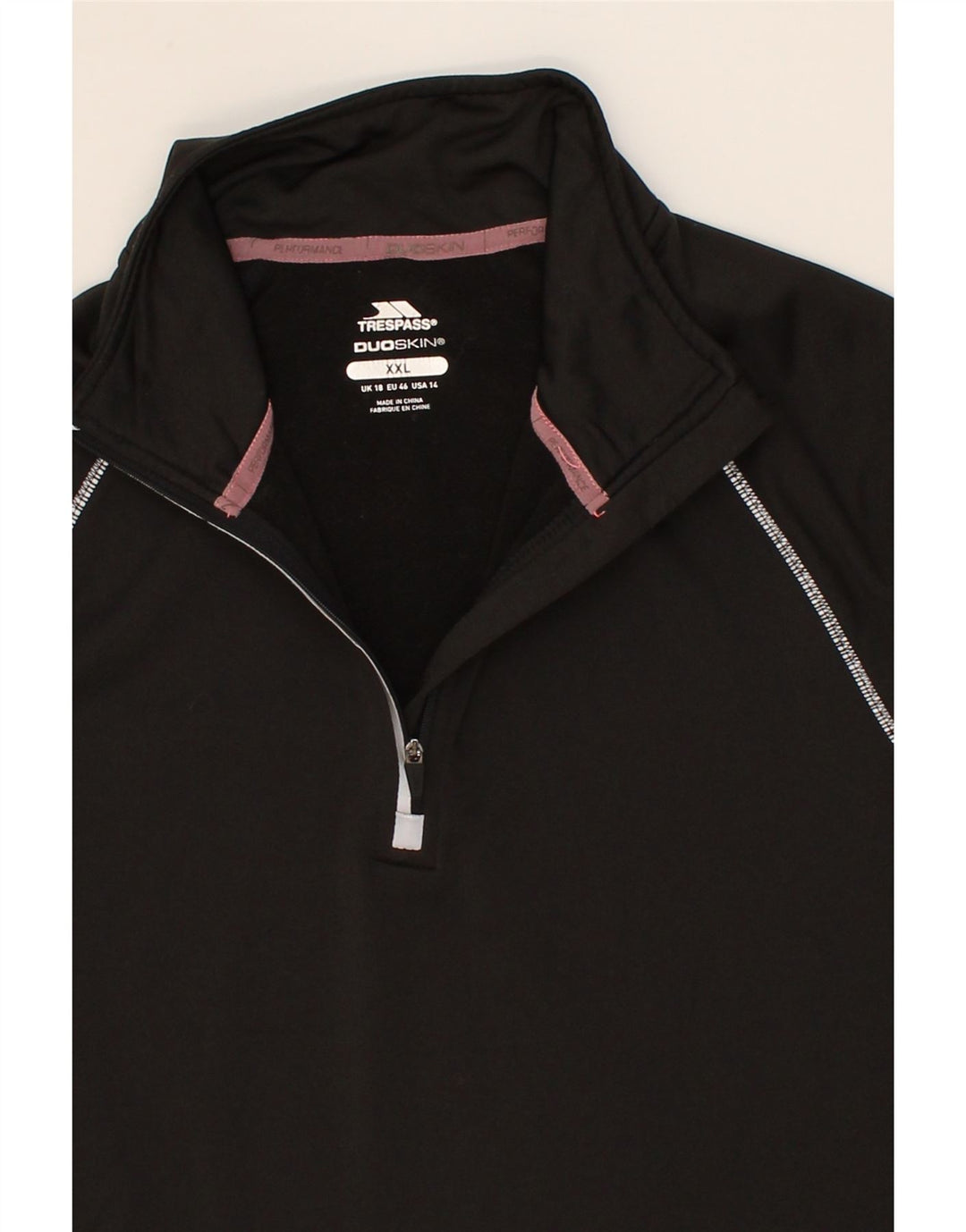 TRESPASS Womens Pullover Tracksuit Top UK 18 XL Black Geometric Vintage Trespass and Second-Hand Trespass from Messina Hembry 