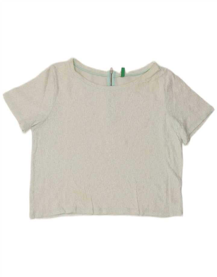 BENETTON Camicetta corta da donna Top UK 14 Medio Bianco
