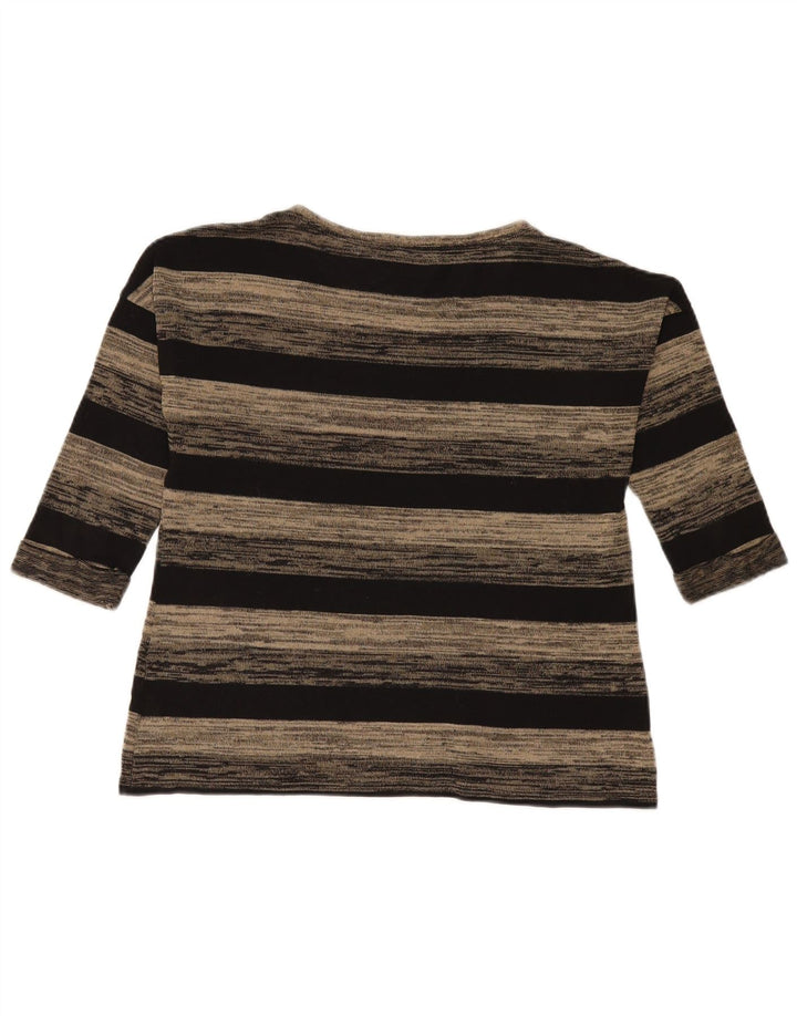 Top oversize da donna Marks & Spencer manica 3/4 UK 10 piccolo grigio a righe